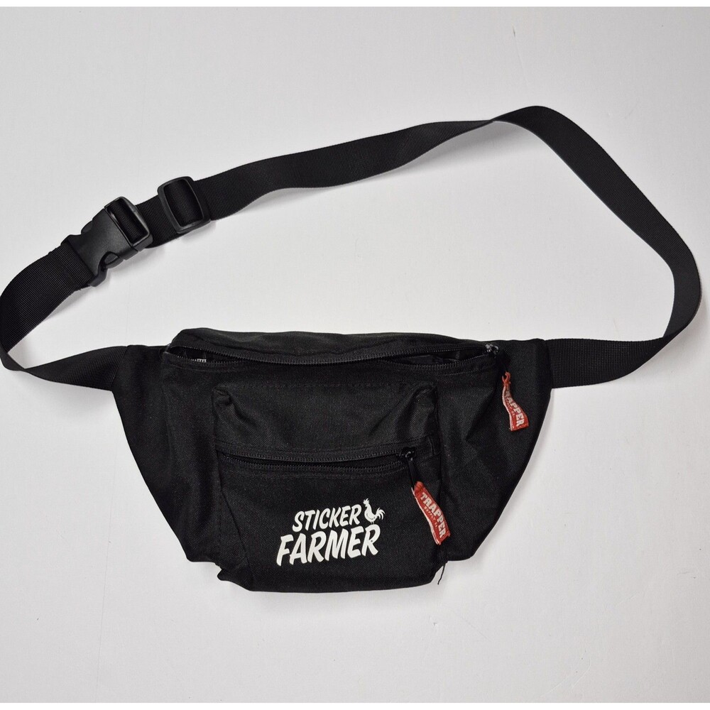 ​Sticker Farmer Trapper Supply Co Fanny Pack Black NWOT Outdoor Utility Belt Bag